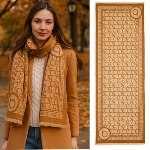 Bloomingdale's 50th Anniversary Preppy Chic Logo Scarf Limited Edition Camel OS